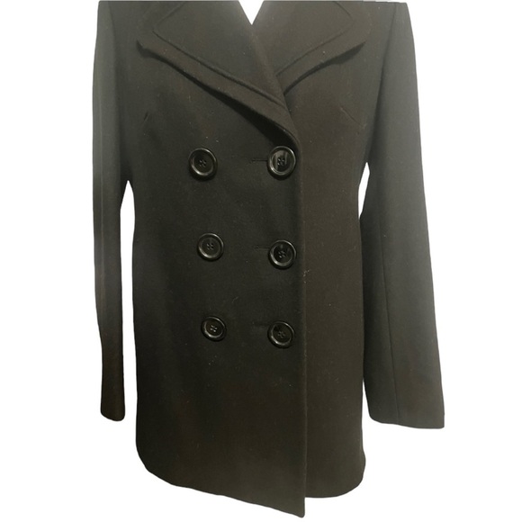 New York & Company Wool Blend Black Button Front Pea Coat - Size 4 - Picture 10 of 14